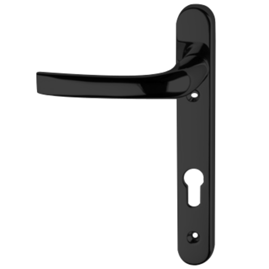 ASEC 92 Lever/Lever UPVC Furniture - 220mm Backplate Black - Click Image to Close