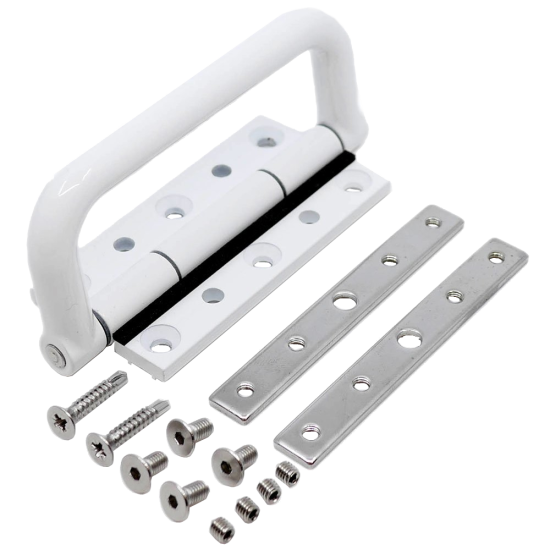 DEBAR Pull Hinge To Suit Visofold 1000 White - Open Out - Click Image to Close