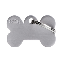 SILCA My Family Bone Shape ID Tag With Split Ring Small Grey