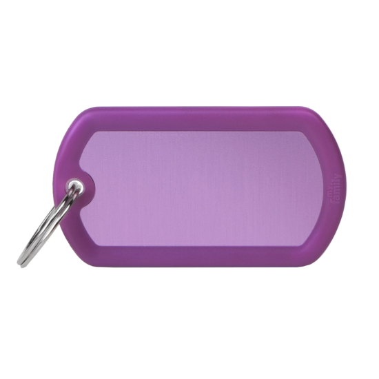 SILCA My Family Military Luggage ID Tag With Split Ring & Rubber Edging Purple - Click Image to Close