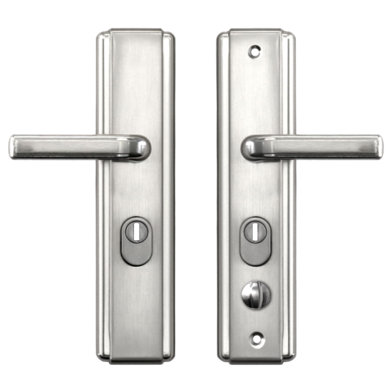 HOOPLY 5586 Square Backplate Lever Handles 68mm Centres Left Hand - Click Image to Close