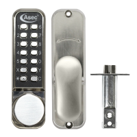 ASEC AS3300 Series Round Knob Operated Easy Code Change Digital Lock With Optional Holdback & 60mm Latch AS3302 Stainless Steel