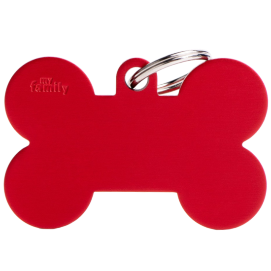 SILCA My Family Bone Shape ID Tag With Split Ring Extra Large Red - Click Image to Close