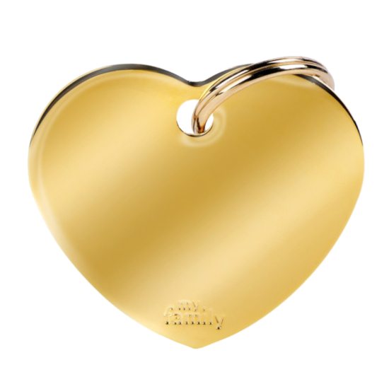 SILCA My Family Heart Shape ID Tag With Split Ring Large Brass - Click Image to Close