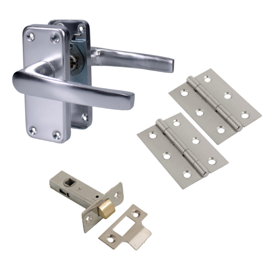 ASEC Stafford Latch Pack C/W Latch & Hinges Anodised Aluminium - Click Image to Close