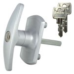 L&F 1613 Garage Door Lock SILVER 55mm x 8mm Square Spindle