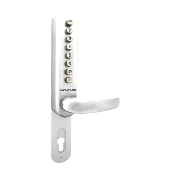 BORG LOCKS BL6100 Narrow Style Digital Lock With UPVC Extension White - Click Image to Close