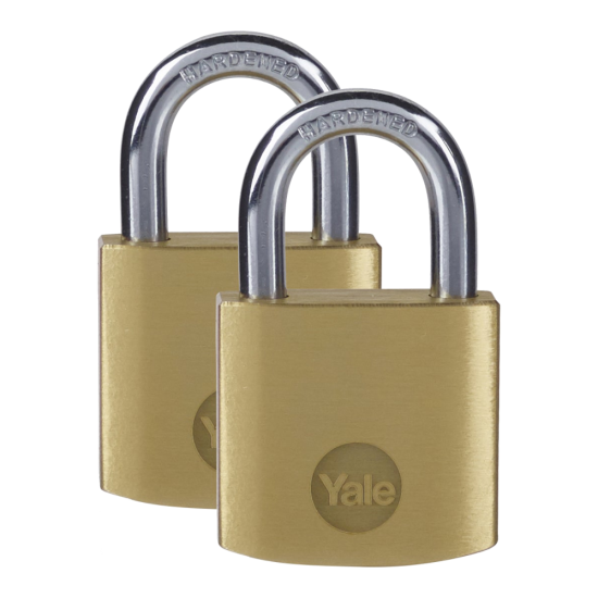 YALE Y110B Brass Open Shackle Padlock 25mm Pack of 2 Keyed Alike - Click Image to Close