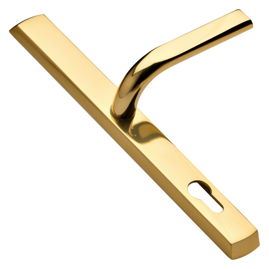 LOXTA 92 Lever/Lever UPVC Furniture - 278mm Backplate Polished Gold - Click Image to Close