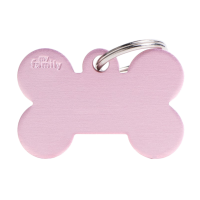SILCA My Family Bone Shape ID Tag With Split Ring Large Pink