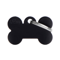 SILCA My Family Bone Shape ID Tag With Split Ring Small Black