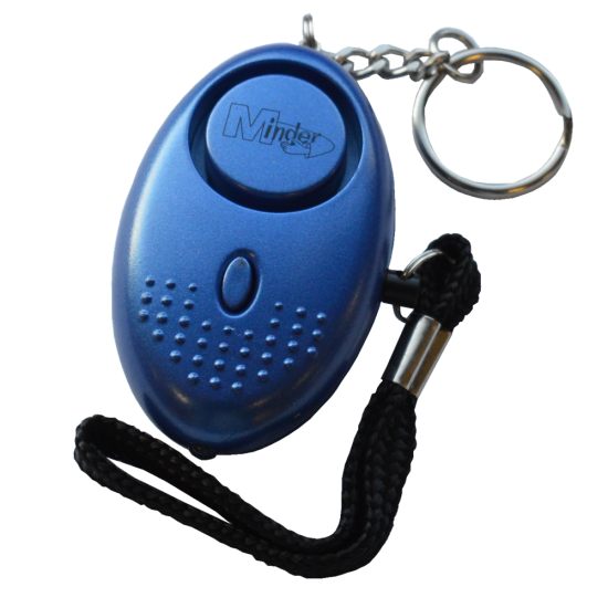 MINDER Mini Keyring Torch Personal Alarm Blue - Click Image to Close