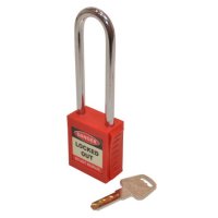 ASEC Safety Lockout Tagout Padlock Long Shackle Red