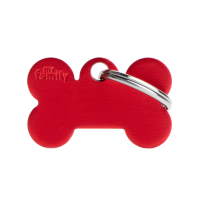 SILCA My Family Bone Shape ID Tag With Split Ring Small Red