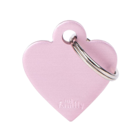 SILCA My Family Heart Shape ID Tag With Split Ring Small Pink