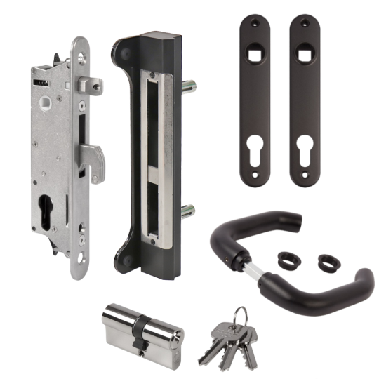 LOCINOX Gatelock Fiftylock Insert Set with Keep For 50mm Box Section Black Fiftylock Kit - Click Image to Close
