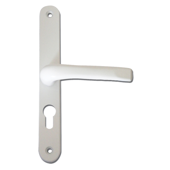 ASEC 48 Lever/Lever UPVC Furniture - 230mm Backplate White - Click Image to Close