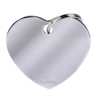SILCA My Family Heart Shape ID Tag With Split Ring Large Chrome