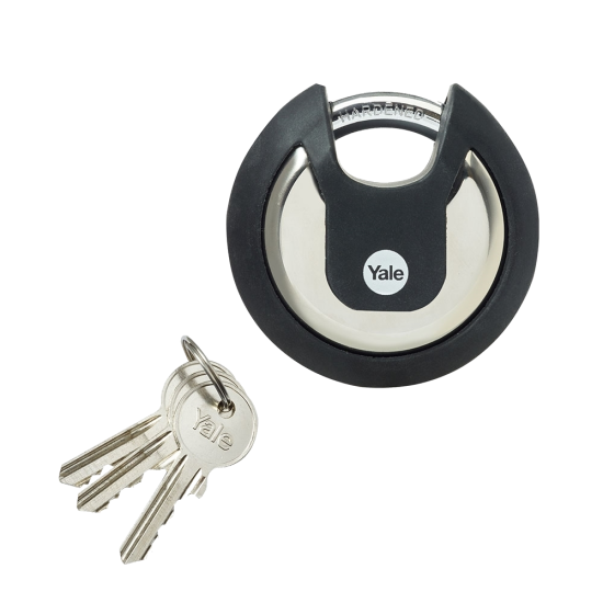 YALE Y130B Maximum Security Stainless Steel Discus Padlock With Cover 70mm - Click Image to Close