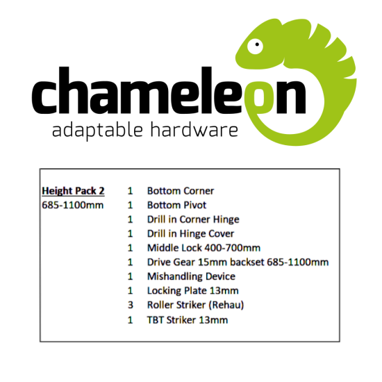CHAMELEON 13mm Axis Tilt Before Turn Face Fit Height Pack 685mm-1100mm (Height Pack 2) - Click Image to Close