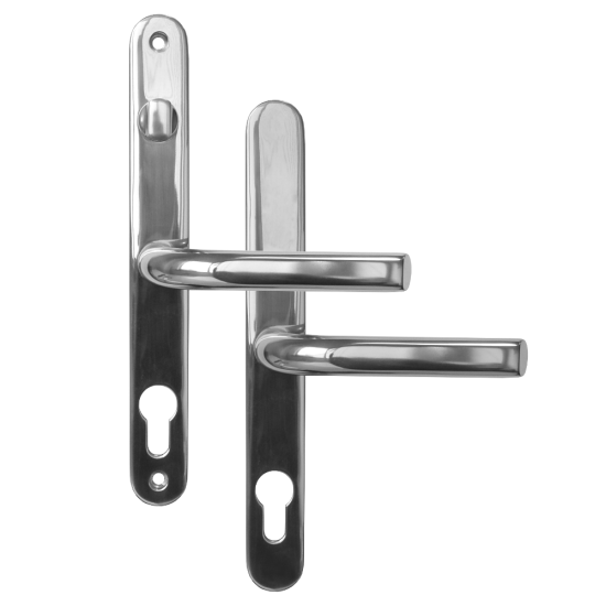 ASEC 68mm Lever UPVC Door Furniture With Snib Polished Silver - Click Image to Close