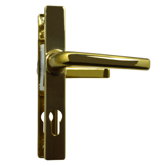 ASEC 70 Lever/Lever Door Furniture To Suit Ferco - 200mm Backplate Polished Gold - Click Image to Close