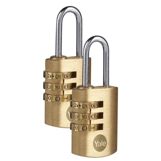 YALE Y150B Brass Open Shackle Combination Padlock 22mm - Pack of 2 - Click Image to Close