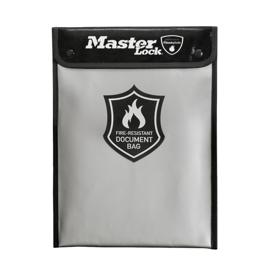 MASTER LOCK Fire Resistant Document Bag Grey - Click Image to Close