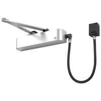 UNION CE4F-E Size 4 Electromagnetic Overhead Door Closer With Swing Free Or Hold Open Facility Satin Stainless Steel