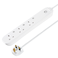 LUCECO 13A Smart Extension Lead With 3 Sockets 1 Metre Cable White