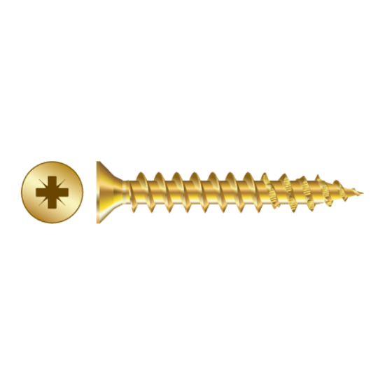 RAPIERSTAR Sharp Point Wood Screw - Countersunk 4.0mm x 20mm - YP (Qty 200) - Click Image to Close
