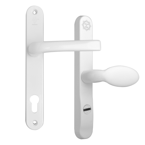 MILA Pro Secure PAS24 2 Star 240mm Lever/Pad Door Furniture 92/62 Centres White (Bagged) - Click Image to Close