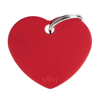 SILCA My Family Heart Shape ID Tag With Split Ring Large Red