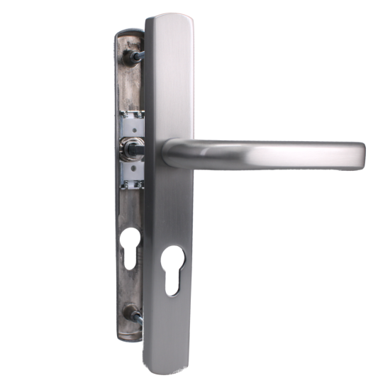 ASEC 70 Lever/Lever Door Furniture To Suit Ferco - 200mm Backplate Satin Silver - Click Image to Close