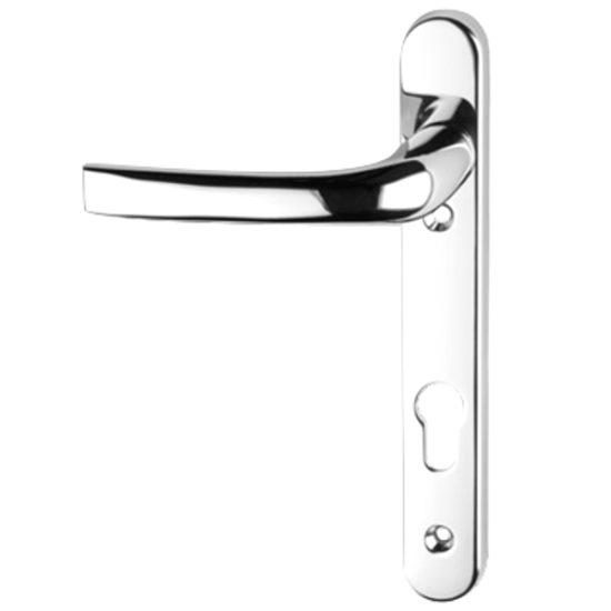 ASEC 92 Lever/Lever UPVC Furniture - 220mm Backplate Chrome - Click Image to Close
