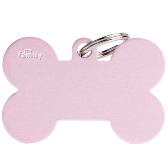 SILCA My Family Bone Shape ID Tag With Split Ring Extra Large Pink - Click Image to Close