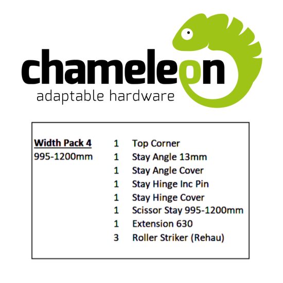 CHAMELEON 13mm Axis Tilt Before Turn Face Fit Width Pack 995mm-1200mm (Width Pack 4) - Click Image to Close