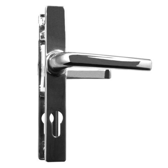 ASEC 70 Lever/Lever Door Furniture To Suit Ferco - 200mm Backplate Polished Silver - Click Image to Close