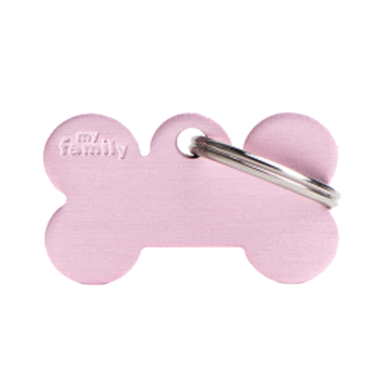 SILCA My Family Bone Shape ID Tag With Split Ring Small Pink - Click Image to Close
