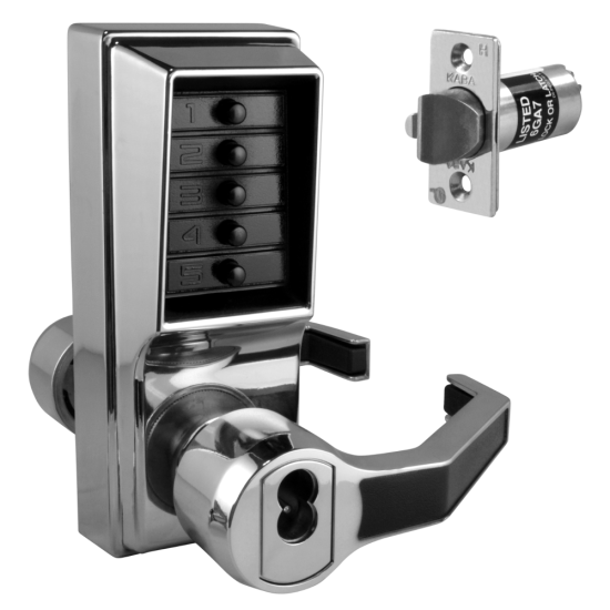 DORMAKABA Simplex L1000 Series L1041B Digital Lock Lever Operated With Key Override & Passage Set SC RH With Cylinder LR1041B-26D - Click Image to Close