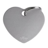 SILCA My Family Heart Shape ID Tag With Split Ring Large Grey