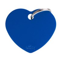 SILCA My Family Heart Shape ID Tag With Split Ring Large Blue