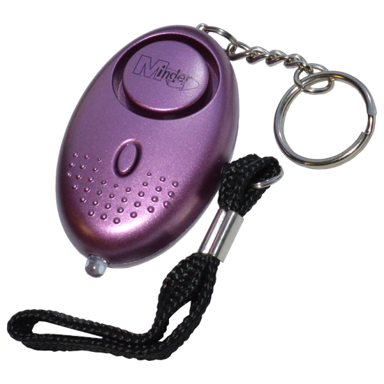 MINDER Mini Keyring Torch Personal Alarm Purple - Click Image to Close