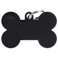 SILCA My Family Bone Shape ID Tag With Split Ring Extra Large Black
