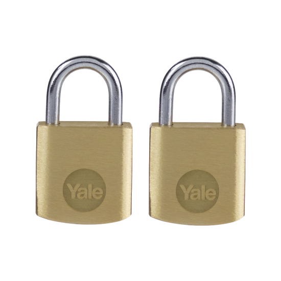YALE Y110B Brass Open Shackle Padlock 20mm Pack of 2 Keyed Alike - Click Image to Close