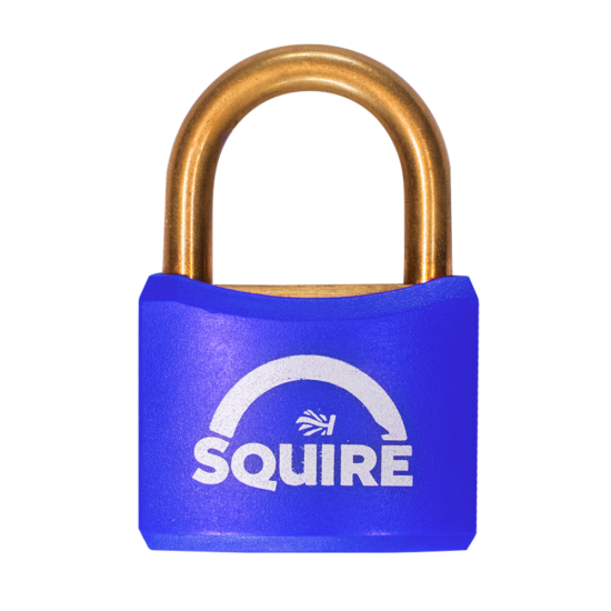 SQUIRE BR40 Open Shackle Brass Padlock With Brass Shackle KD KD Blue - Click Image to Close