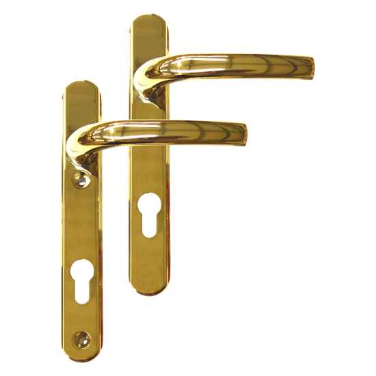 Greenteq Alpha 92 Lever/Lever UPVC Furniture - 220mm Backplate Gold - Click Image to Close