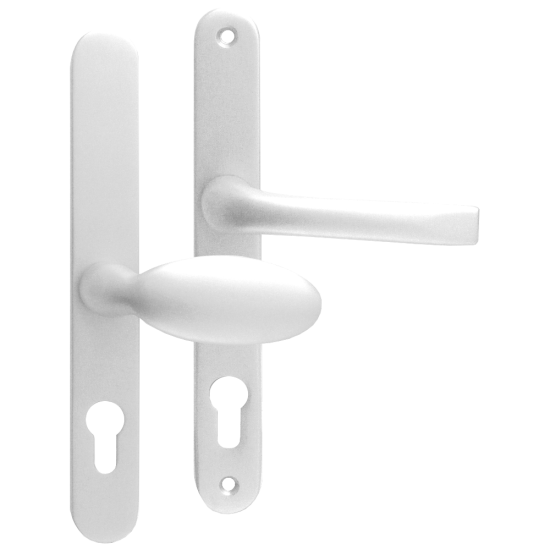 MILA Prolinea 92/62 Offset Lever/Pad UPVC Furniture - 240mm Backplate White - Click Image to Close