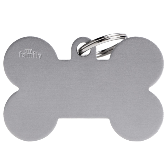 SILCA My Family Bone Shape ID Tag With Split Ring Extra Large Grey - Click Image to Close