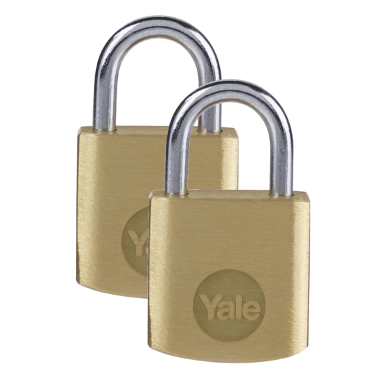YALE Y110B Brass Open Shackle Padlock 40mm Pack of 2 Keyed Alike - Click Image to Close